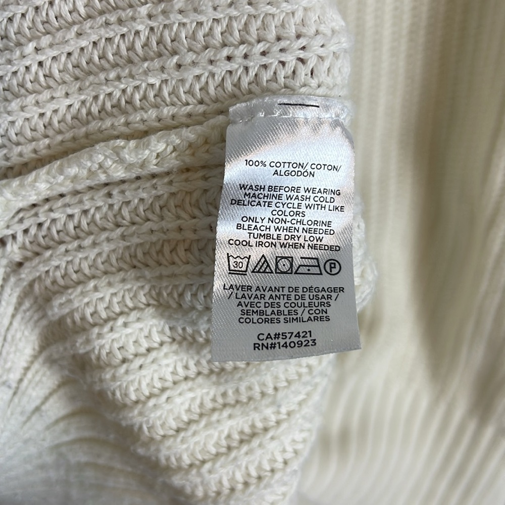 LOFT Cream V-Neck Knit Short Sleeve Sweater - Picture 5 of 7